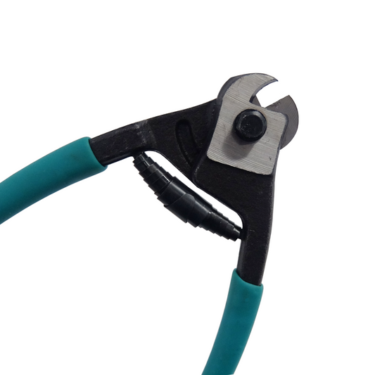 Close up photo of a TECNI cable cutter on a white background.