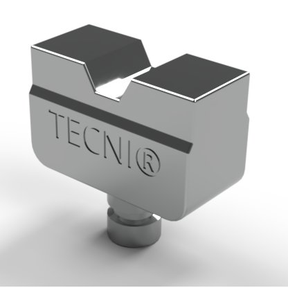 Metallic DIE for a hydraulic tool with 'TECNI' branding on a white background