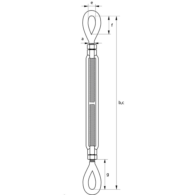 Technical Drawing of Eye and Eye Turnbuckle on a white background