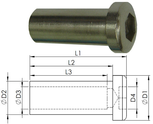 M8 x 35mm Stainless Steel A4-AISI 304 Socket Head Female - 208.464.208 .
