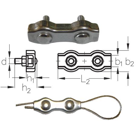 3mm A4-AISI 316 Stainless Duplex Wire Rope Clip - 309.101.003 .
