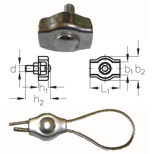 4mm A4-AISI 316 Stainless Simplex Wire Rope Clip - 309.100.004 .