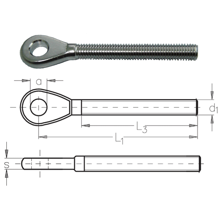 M8 LH A2-AISI 304 Stainless Steel 8.5mm Eye - 208.458.208