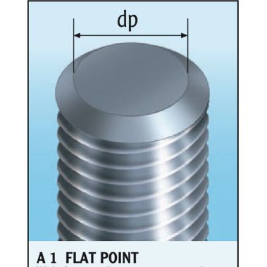 Metallic threaded component with diameter marking on a blue background