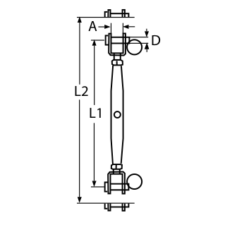 M10 A4-AISI 316 Stainless Steel Jaw & Jaw Rigging Screw Standard Type - 208.245.410 .