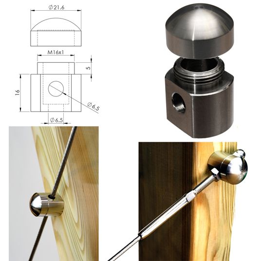 21.5mm Newel Clip A4-AISI 316 for 3mm-4mm Cable - 160.215.036 .