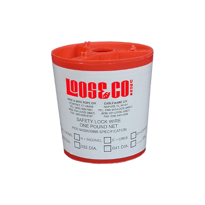 0.5mm (0.020") A2-AISI 304 Stainless Steel Safety Locking Wire. Length: 285 metres (937') Weight: 0.45 kgs (1lb) Spool . - 127.020.050 .