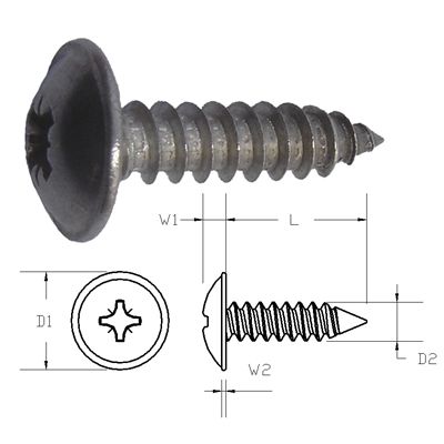 Metal screw with dimensions labeled on a white background