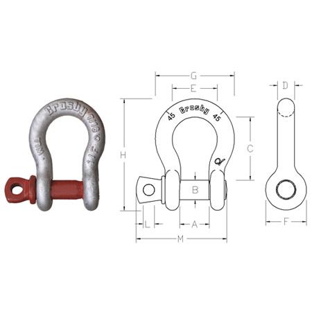 Crosby G-209 Galvanised Screw Pin Bow Shackle