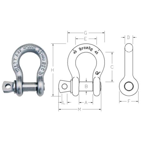 Crosby G209A Full Alloy Steel Anchor Bow Shackle Screw Pin