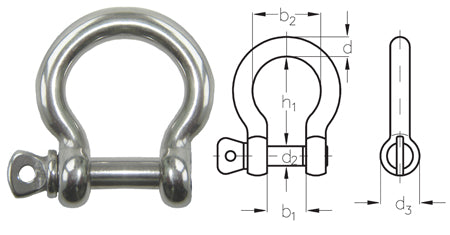Stainless Steel Bow Shackles Screw Pin