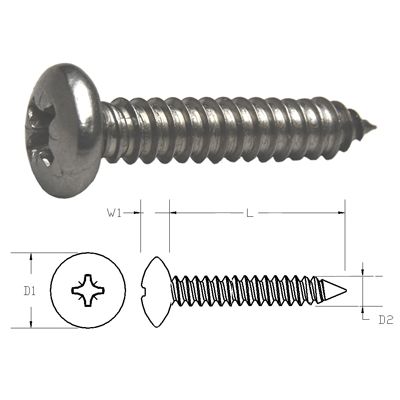 Metal screw with dimensions labeled on a white background
