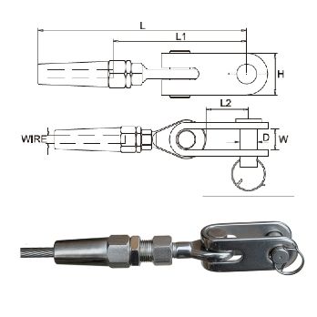 3mm A4-AISI 316 Stainless Steel Swageless Toggle Jaw Terminal - 105.010.703