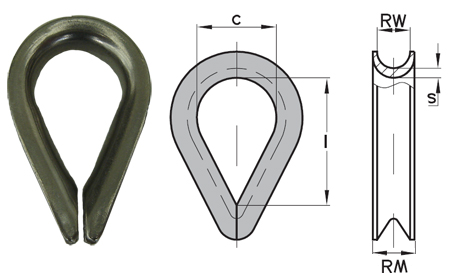 2mm A4-AISI 316 Stainless Steel Wire Rope Thimble - 208.247.020 .