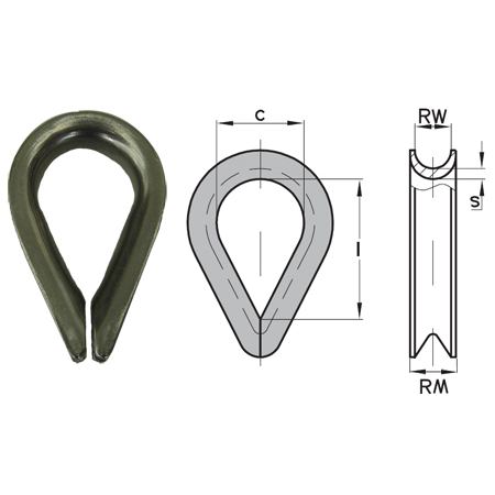 16mm A4-AISI 316 Stainless Steel Wire Rope Thimble Commercial Pattern - 308.900.016