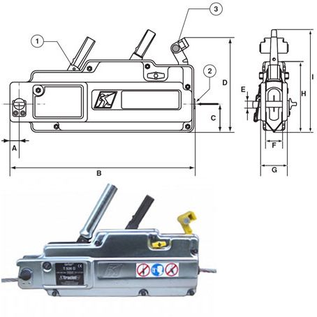 Tractel T508D Tirfor Lever operated Winch c/w telescopic Operating Lever WLL: 800 kgs -: 203.103.008 .