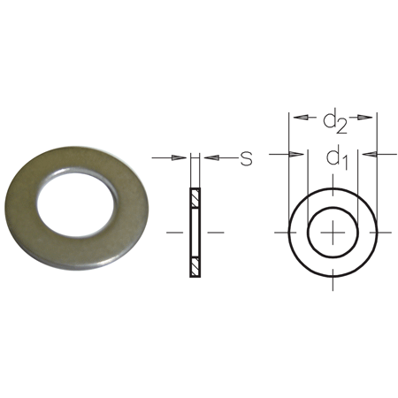 Technical drawing of a washer