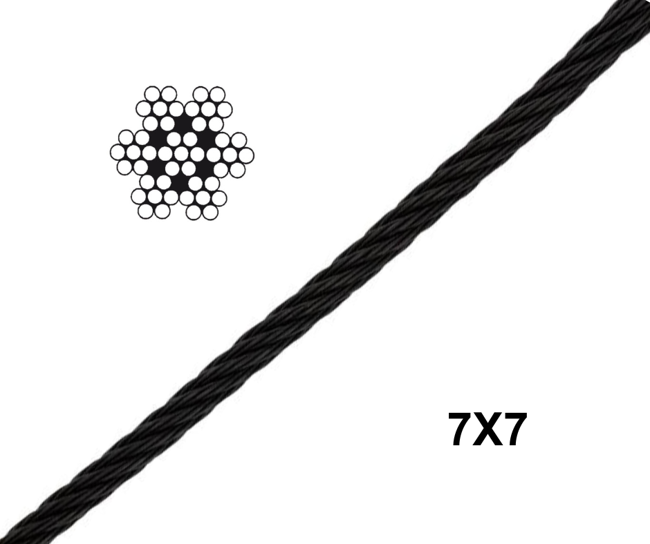 Black Stainless Wire Rope - 7x7