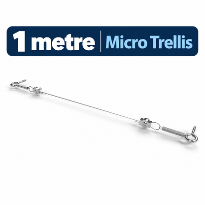 Photo showing a trellis wire assembly all put together detailing the 1 meter length on a white background. 