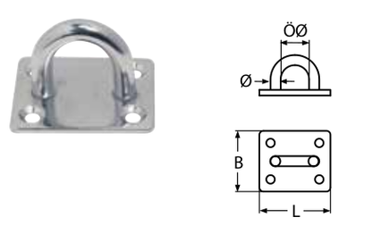 5mm x 35mm A2-AISI 304 Stainless Steel Rectangular Eyeplate - 105.102.810