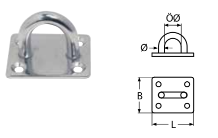 6mm x 40mm A2-AISI 304 Stainless Steel Rectangular Eyeplate - 105.102.811