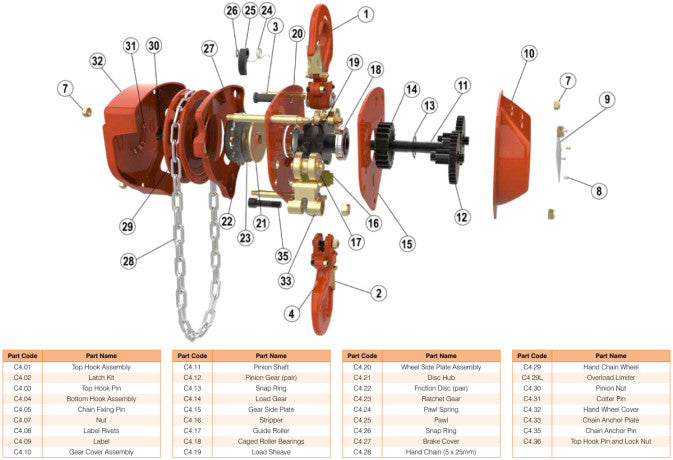 WH-C4 Chain Hoist - 3mtr HOL