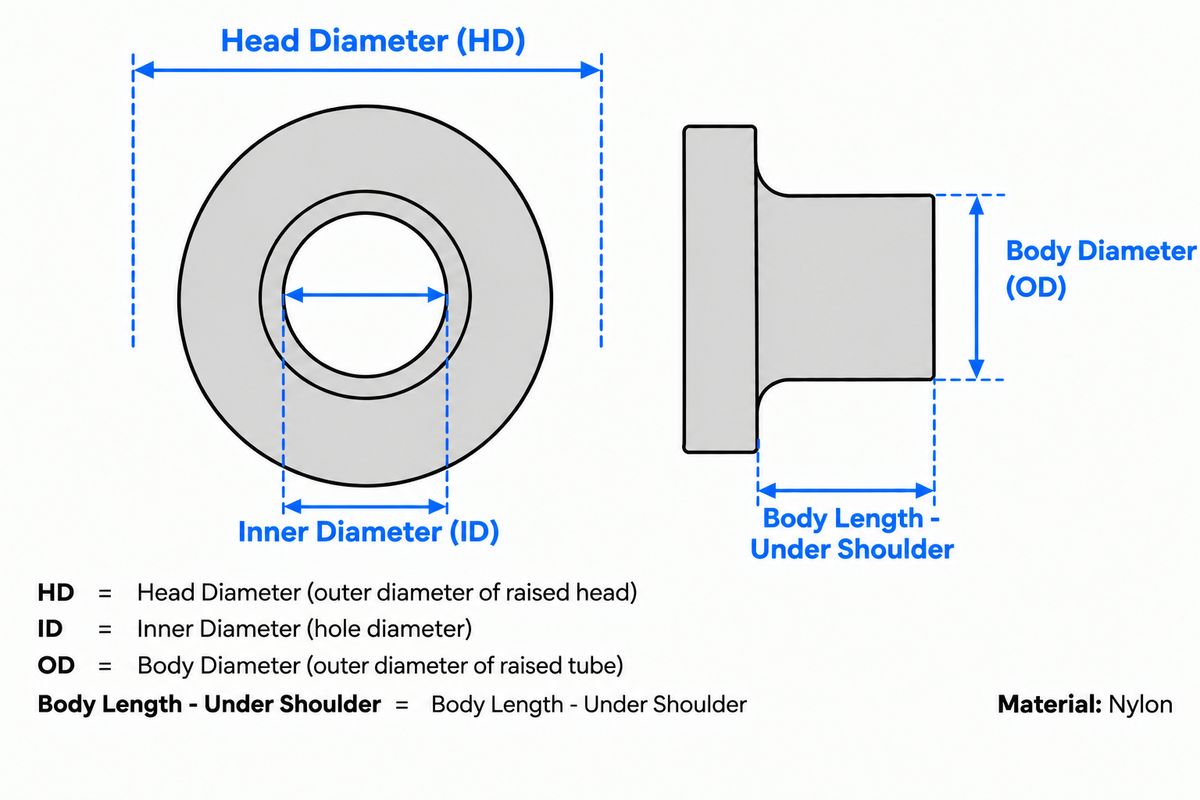 Natural Nylon Shoulder Washer 14mm x 8.2mm - 172.010.008