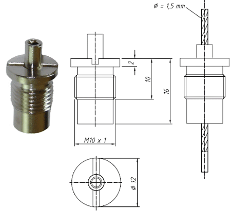 Type 15 Gripper, M10 x 6mm Fine Thread Gripper, suitable for use with up to 1.5mm cable - 193.000.155