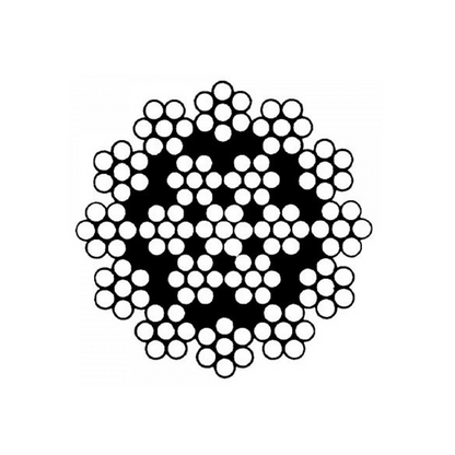 Zoomed in photo of the composition of 19x7 cable on white background. 