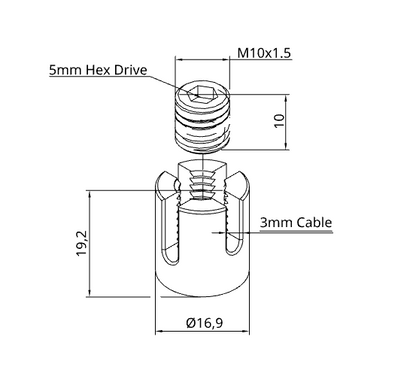 M10 A4-AISI 316 Stainless Steel Crossover Clip for 3mm Cable - 208.842.443 .