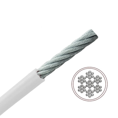 TECNI 4mm 7x7 Stainless Steel Wire Rope coated in White PVC