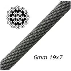 6mm 19x7 Galvanised Steel Cable MBL 2359kgs - 506.000.060