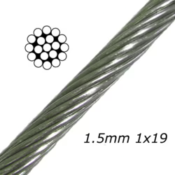 1.5mm 1x19 316 Stainless Steel Cable MBL 190kgs - 602.000.015