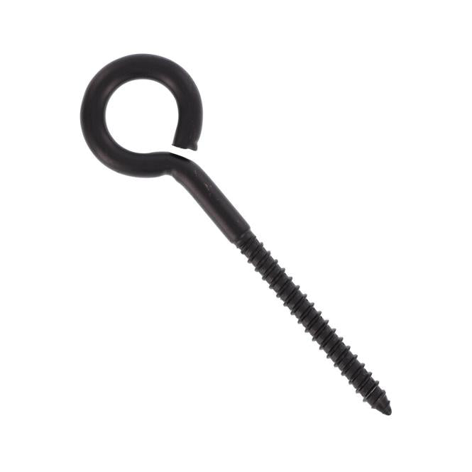 TECNI BLACK Stainless Steel screw eye fitting suitable for wood and brick installations in marine environments
