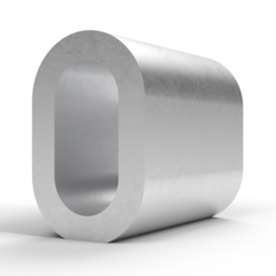 Photo of a singular TALURIT code 1.5 ferrule on a white background, aluminium material. 