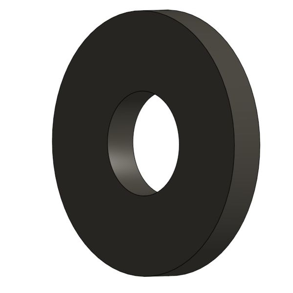 A computer drawing of a black washer on a white background. 