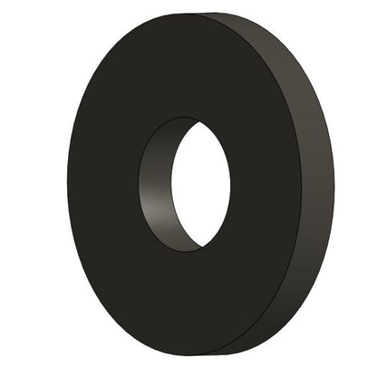 A computer drawing of a black washer on a white background. 
