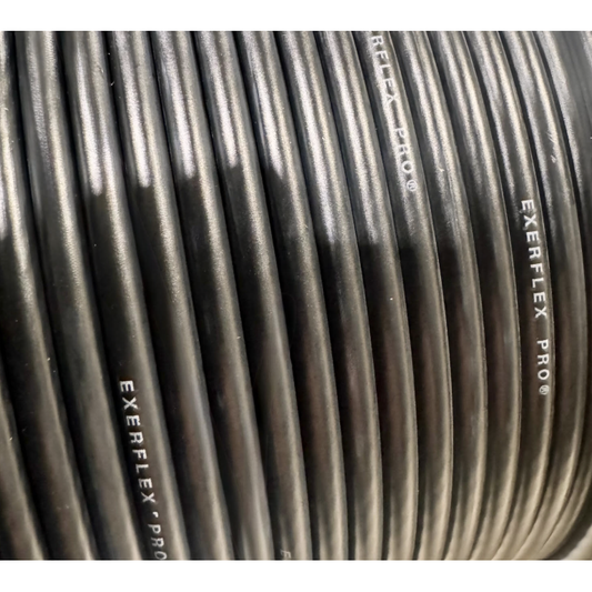Coiled Exerflex Pro cable with visible branding.