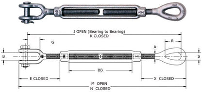 Crosby HG-227 Jaw/Eye Galvanised Turnbuckles