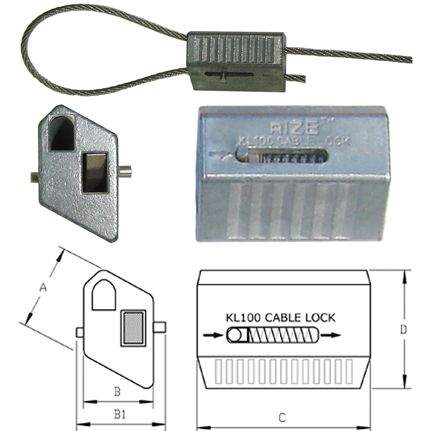 Photo of different angles of KwikLocks with technical drawing with dimensions. 