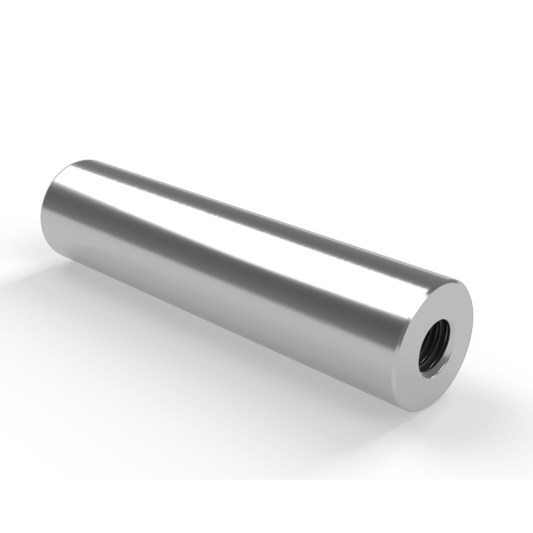 Photo of a stainless steel trellis pillar on a white background.