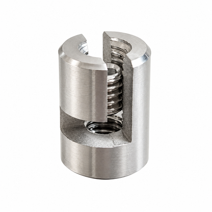 Photo of a singular multi angle cross clip from TECNI showing the composition on the threading on a white background. 