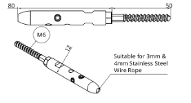 TECNI® 4mm Cable Balustrade Straight Run into Wood or Masonry - 160.240.002 RH