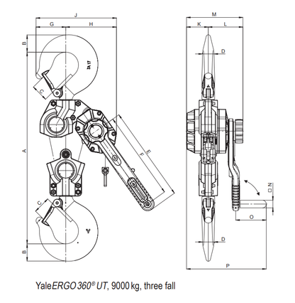 YaleERGO 360® Standard & UT Ratchet lever hoist