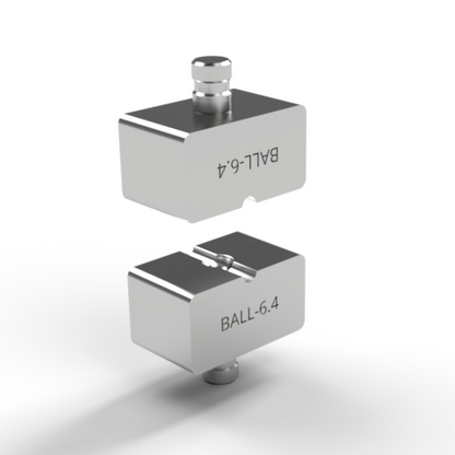 Photo of an open ball die set used with YCP  tool on white background showing the engravings.