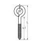 Dimensional diagram picture for TECNI BLACK Stainless Steel screw eye fixing