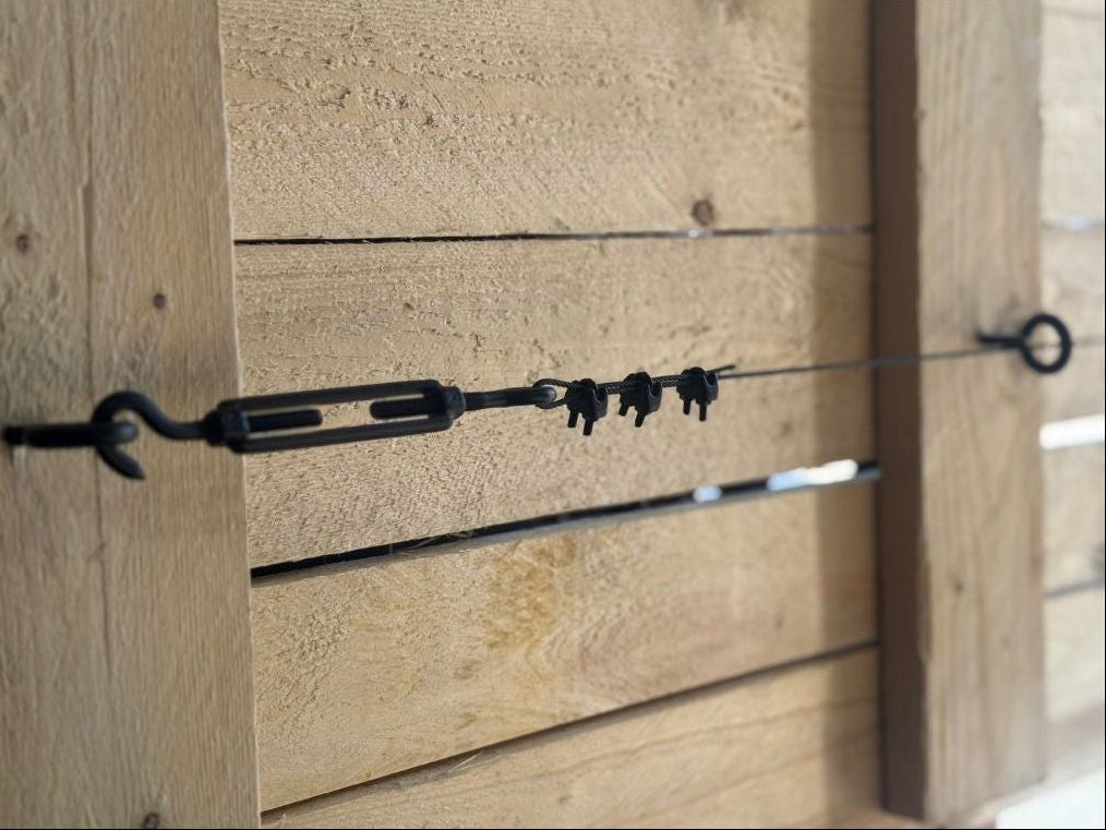 BLACK STAINLESS STEEL, 2MM BASIC TRELLIS, CABLE TENSIONER, CATENARY SYSTEM, BLACK WIRE ROPE, BLACK FITTINGS