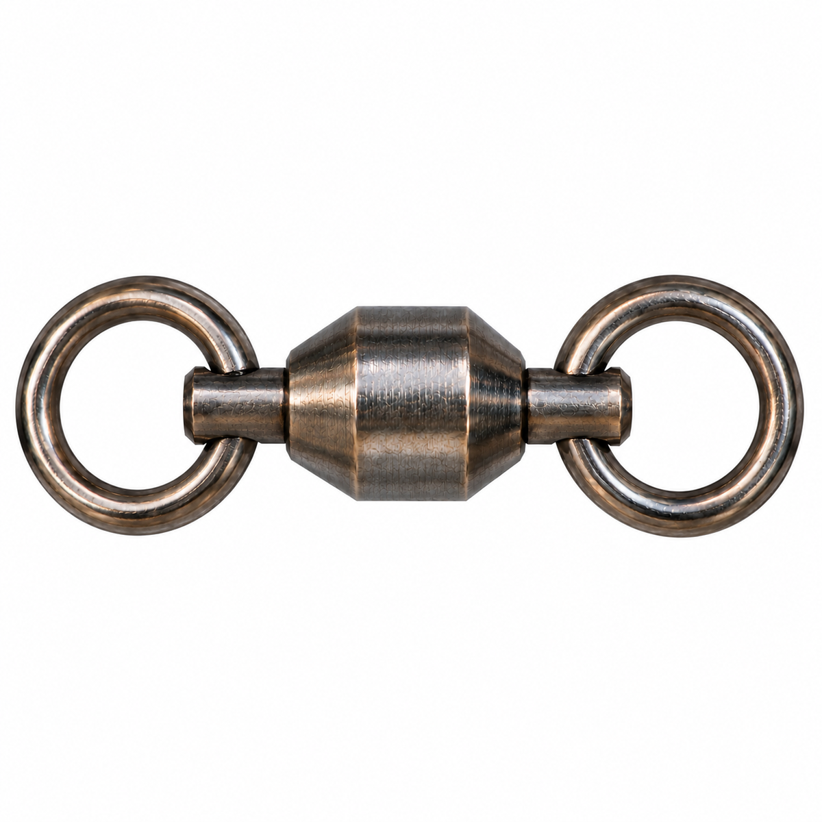 A single metal swivel eye with a black anodiesed finish, featuring two circular rings connected by a textured central body, shown against a plain white background.