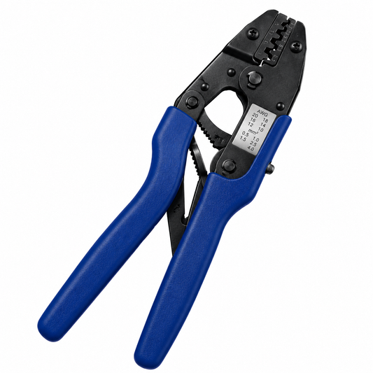 Photo of TECNI® Bootlace Crimp Tool for SS Thin Walled Stop Ferrules on white background. 