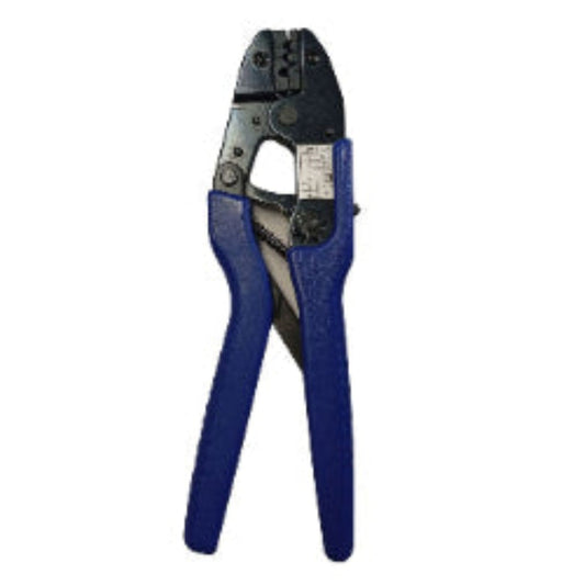 Blue crimping tool on a white background